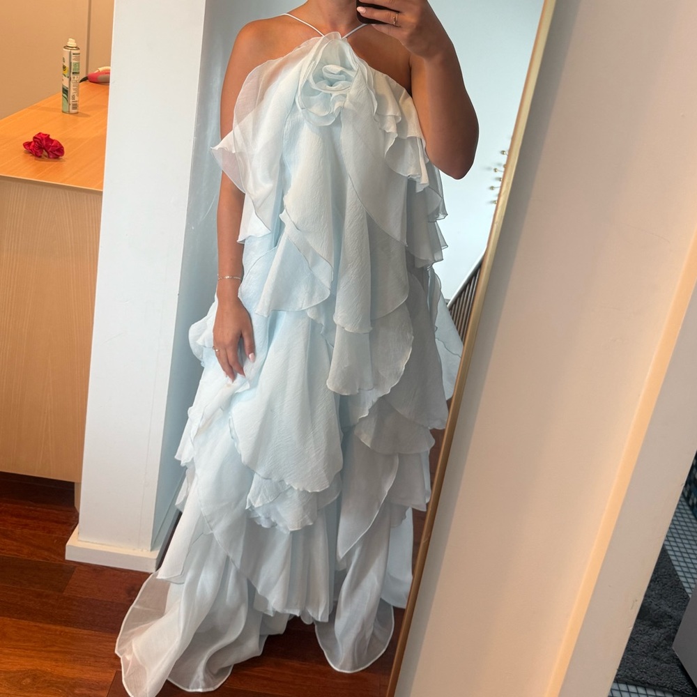 Aje Light Blue Ruffled Dress